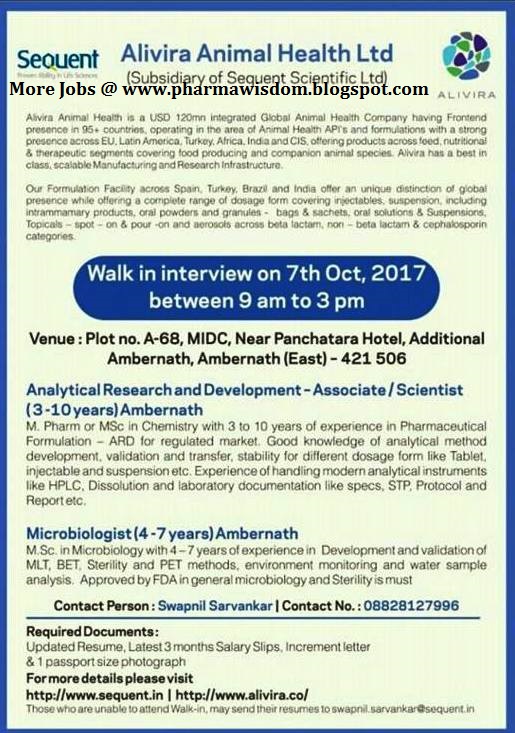 PHARMA WISDOM Alivira Animal Health Ltd ( Sequent Company) WalkIn