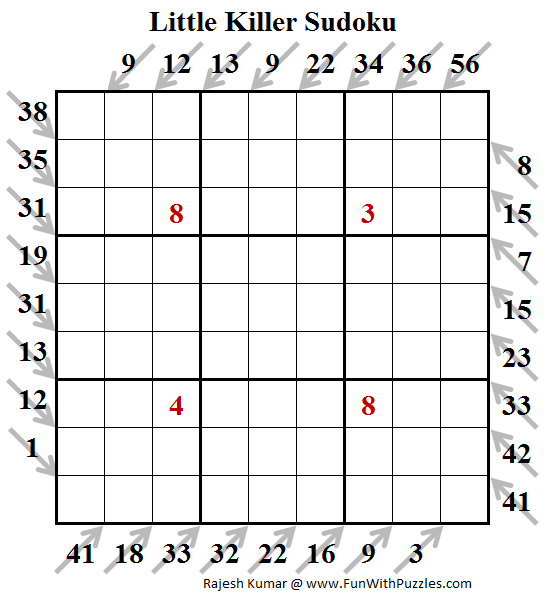 Little Killer Sudoku Puzzle (Daily Sudoku League #144)