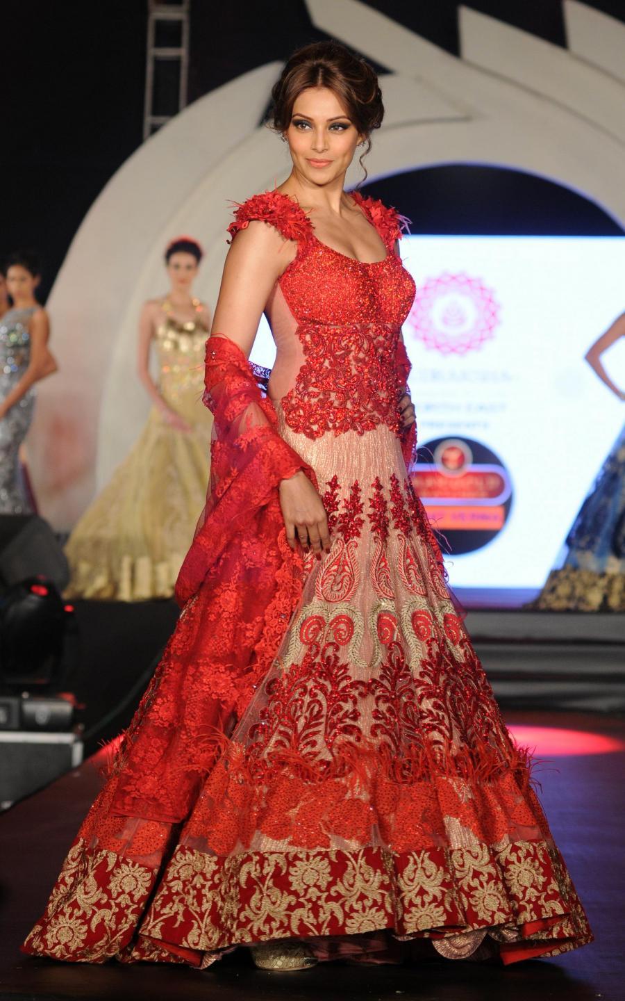 Bipasha Basu Images At Fashion Show In Red Gown