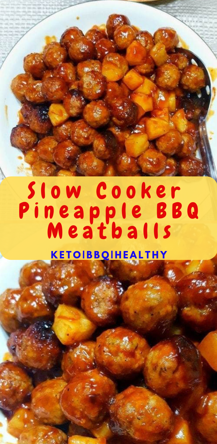 Slow Cooker Pineapple BBQ Meatballs | Barbara Cooking