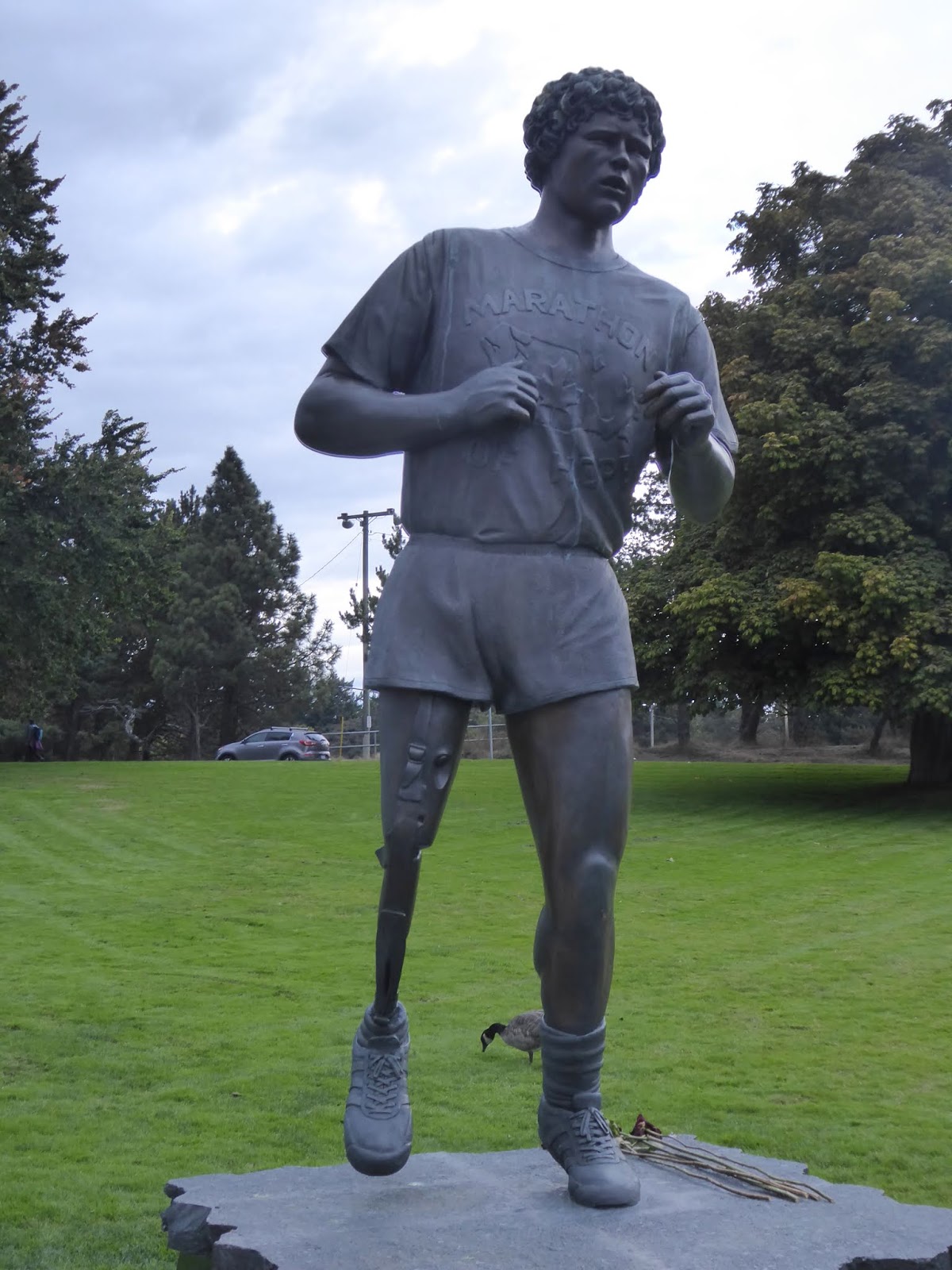 Photoops Statue of Historic Figure Terry Fox Victoria, British