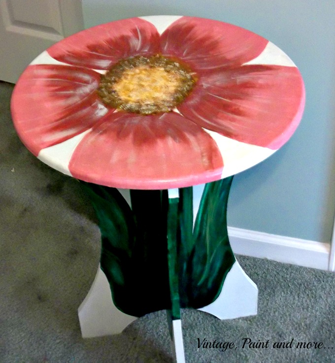 Vintage, Paint and more... painted table to look like a flower, little girls flower table, round table painted as a flower