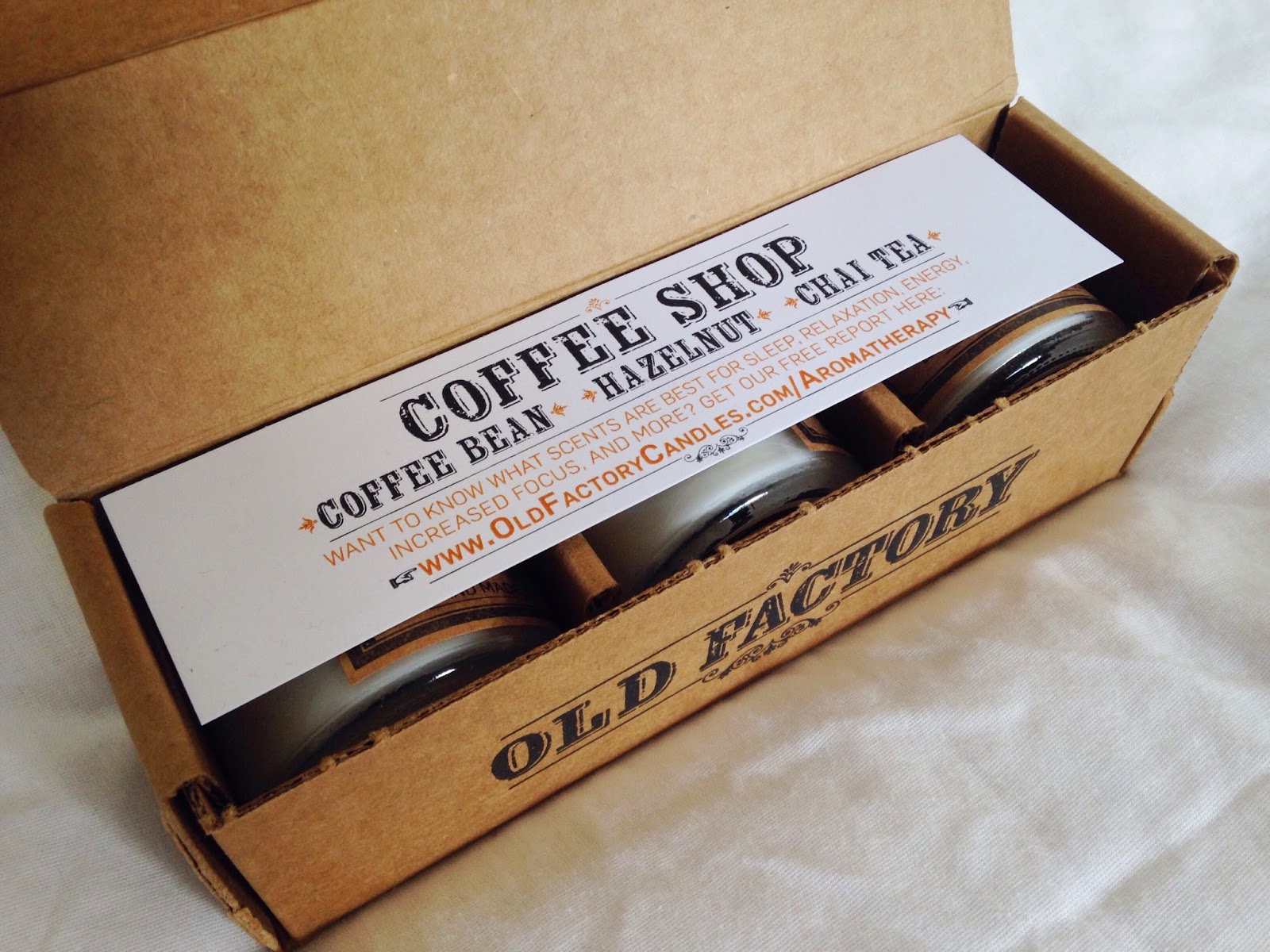Old Factory Candle Review: Coffee Shop scented candles in their adorable packaging
