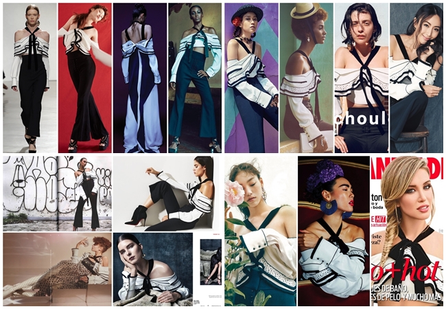 Proenza Schouler 2016 SS Cropped Halter Top In White Viscose Silk With Black Trim 16 Looks Proenza Schouler露肩繫頸上衣 撞衫
