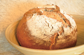 artisanal wheat sourdough herbal bread after baking