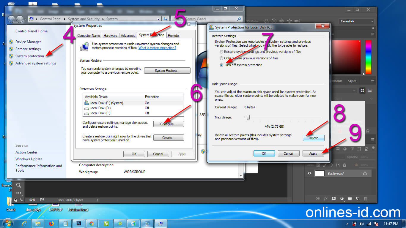 Cara Mudah Menghapus Restore Ponit Windows 7