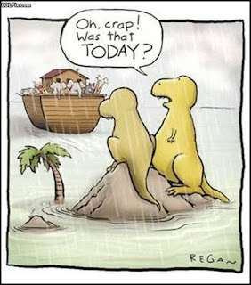 cartoon of dinosaurs missing the ark