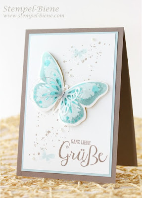 Stampin Up Watercolor Wings, Einfache Grußkarte, Schmetterlingskarte STampin Up, Stampin Up Gute Gedanken, Stampin Up Bestellen, Stampin Up Katalog 2015, Stampin Up Stempelparty, Stempel-biene