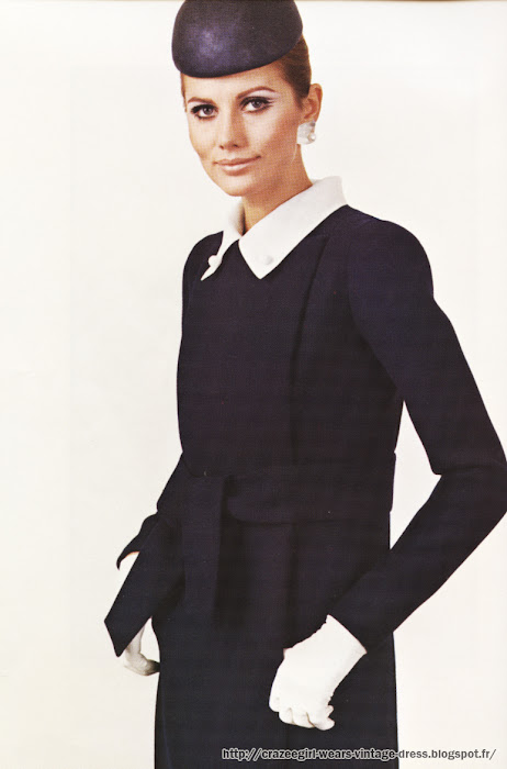  Black and white coatdress - coat dress Jean Patou   1967 