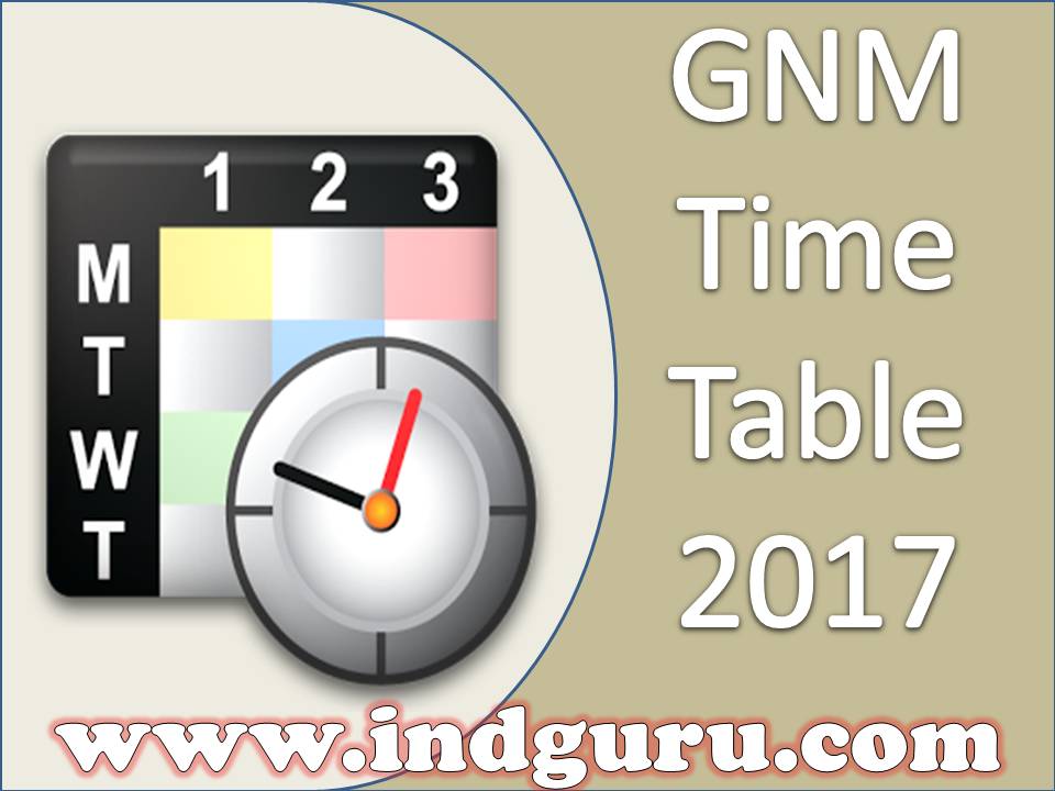 GNM Time Table 2017 GNM Time Table