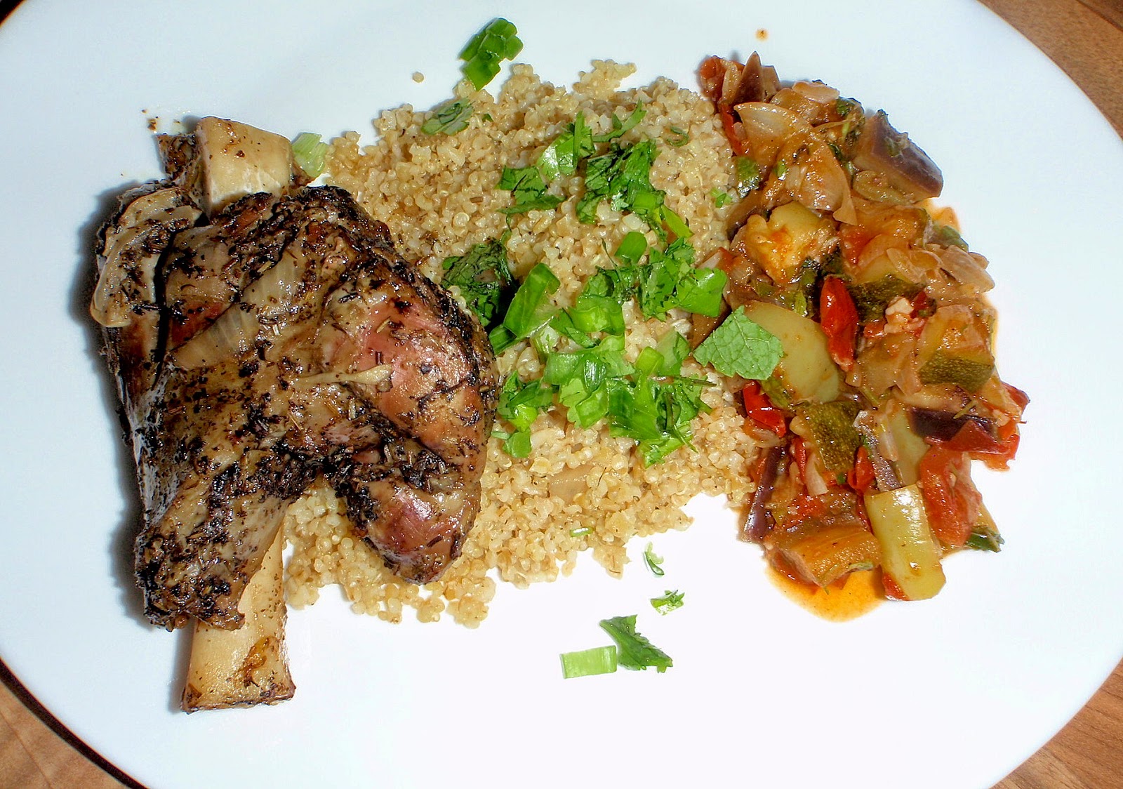 Friends & Foodies Forever Lamb Shank Confit with Cilantro Mint Ratatouille