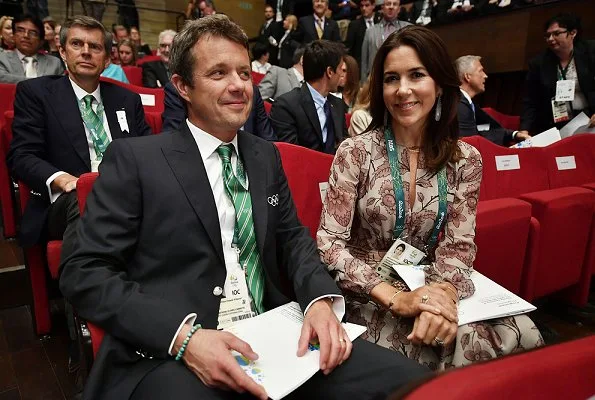 Princess Mary at Rio 2016 Olympic Games. Princess Mary wore Burberry Prorsum Floral Silk-Georgette Dress