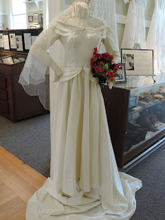 wedding gown on display at the Franklin Historical Museum