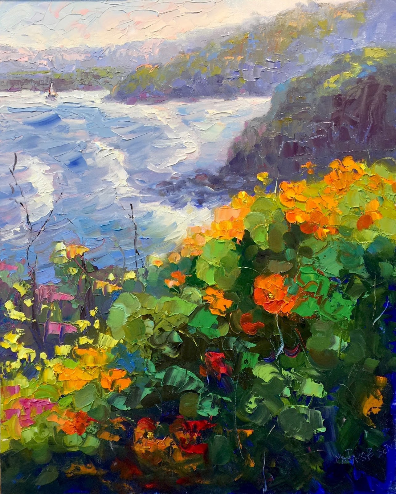 Paint Dance "California Wildflowers", 16x20, oil on panel , palette
