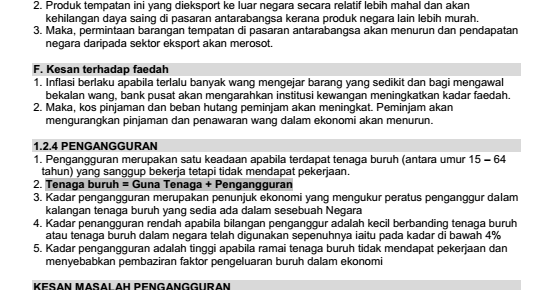 Nota Ekonomi Tingkatan 5 2018  Nota akhir ekonomi spm (tingkatan 4 dan