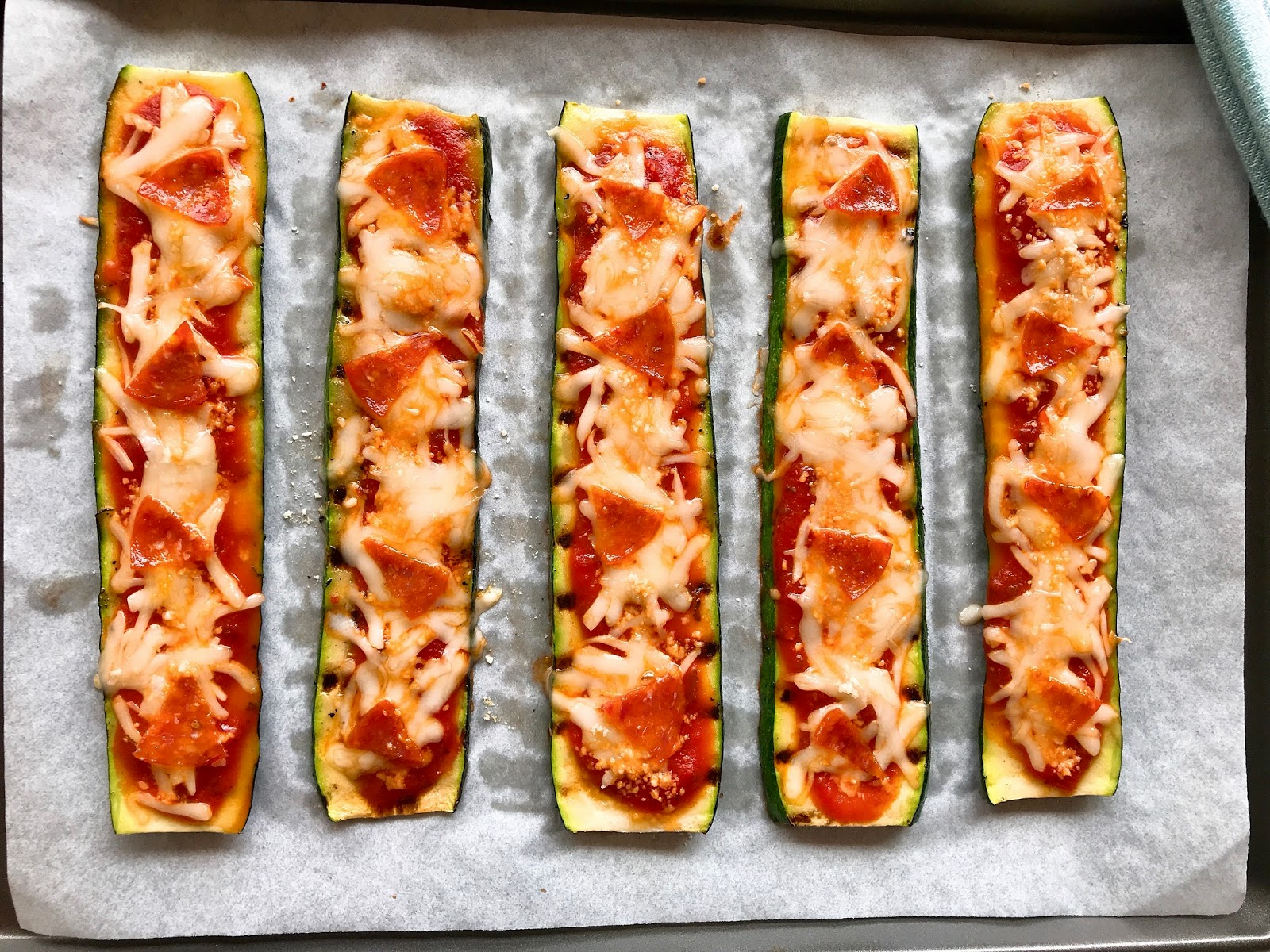 Grilled Zucchini Pepperoni Pizzas