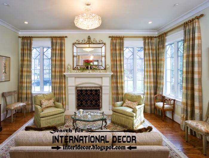 luxury living room curtain styles, colors and window treatments