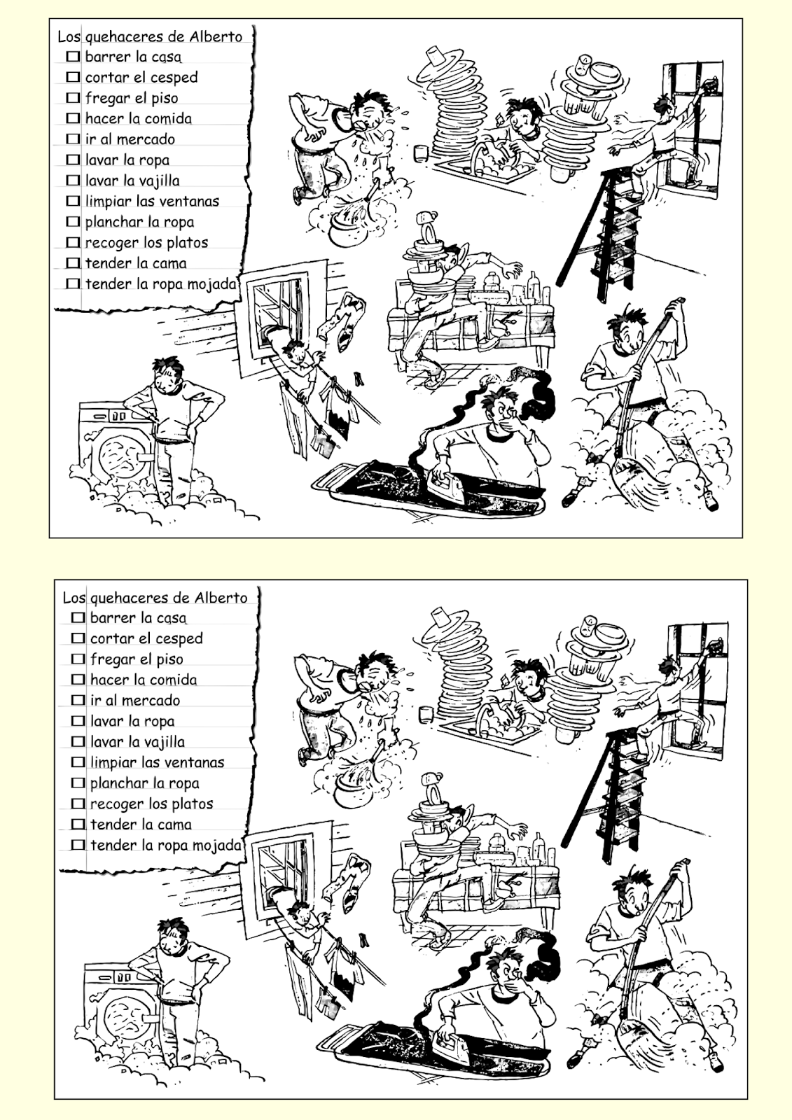 Me encanta escribir en español: Los quehaceres de Alberto