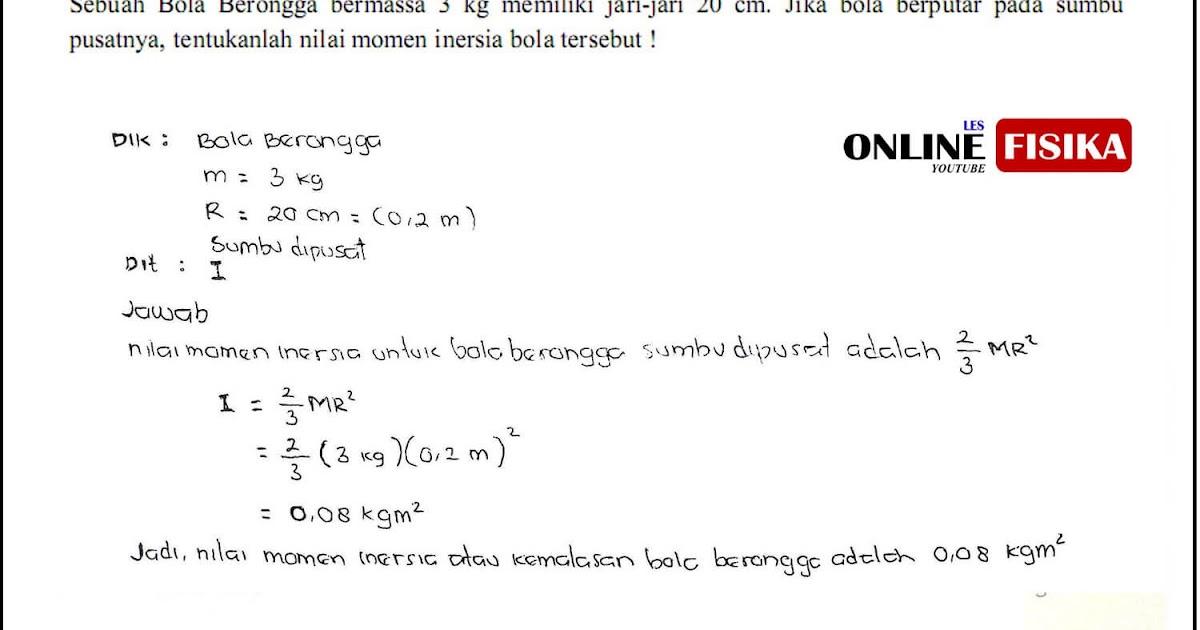 Contoh Soal Dan Pembahasan Momen Inersia Contoh Soal Terbaru