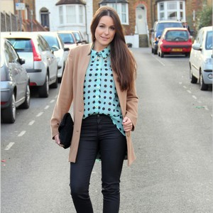 mint polka dot shirt