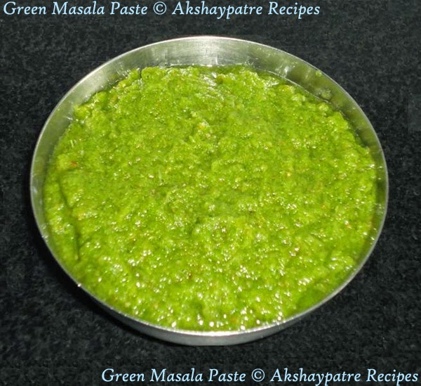 Vidyas Veg Recipes Green masala paste recipe Green masala for marination