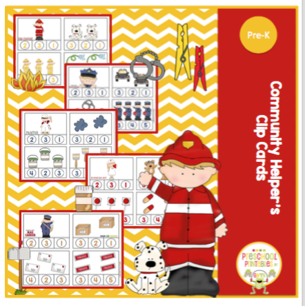 Community Helper's Clip Cards -5 sets Numbers 1-12 ~ Preschool Printables