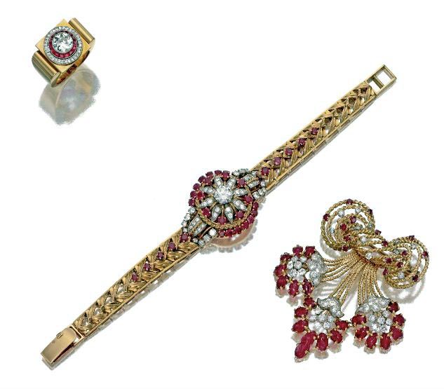Lot Bijoux Vintage Années 50 - 2 Broches + 1 Boucle De Ceinture En Métal émaillé Cloisonné, Occasion