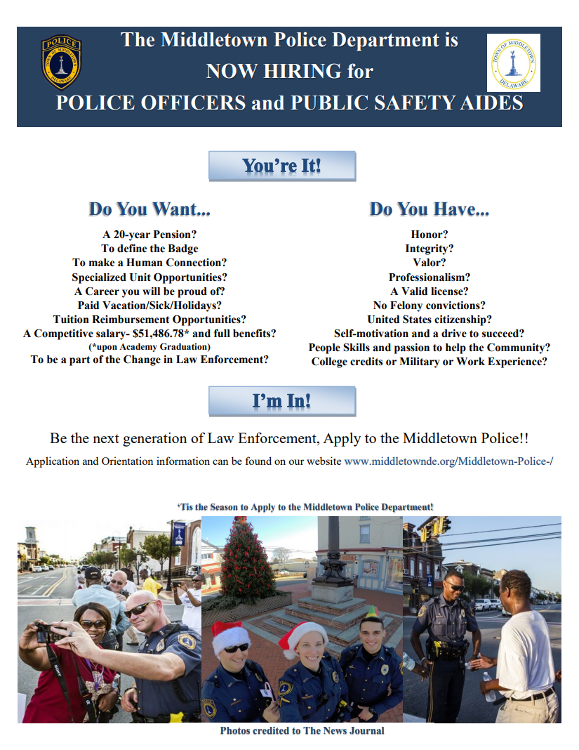 CCJSUSG News and Updates Middletown PD job postings