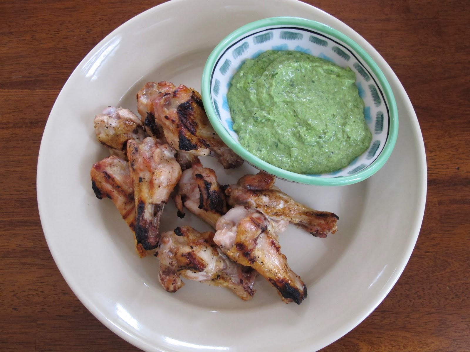 Kitchen Sink Diaries Grilled Chicken Wings with Jalapeno Yogurt Dip