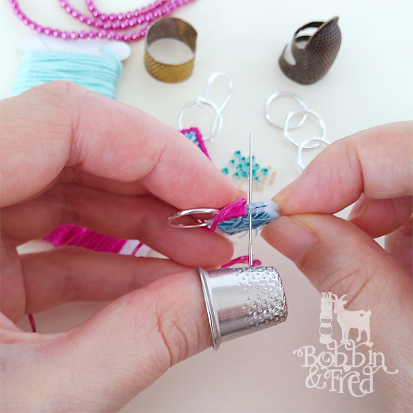 Thimble Review and DIY Needlepoint Earrings Sewing with Bobbin and Fred