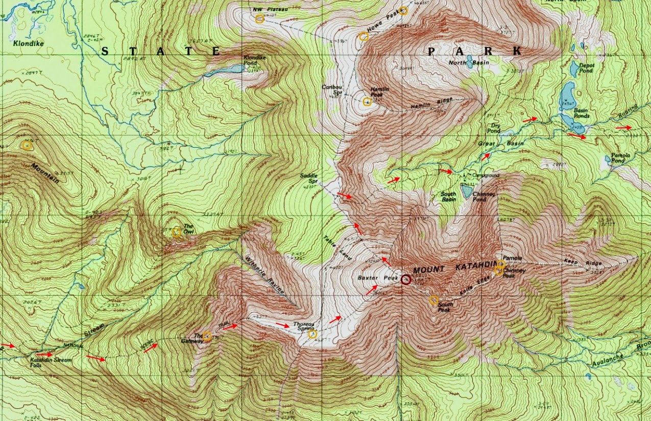 Written In Stone seen through - Katahdin Map With Arrows