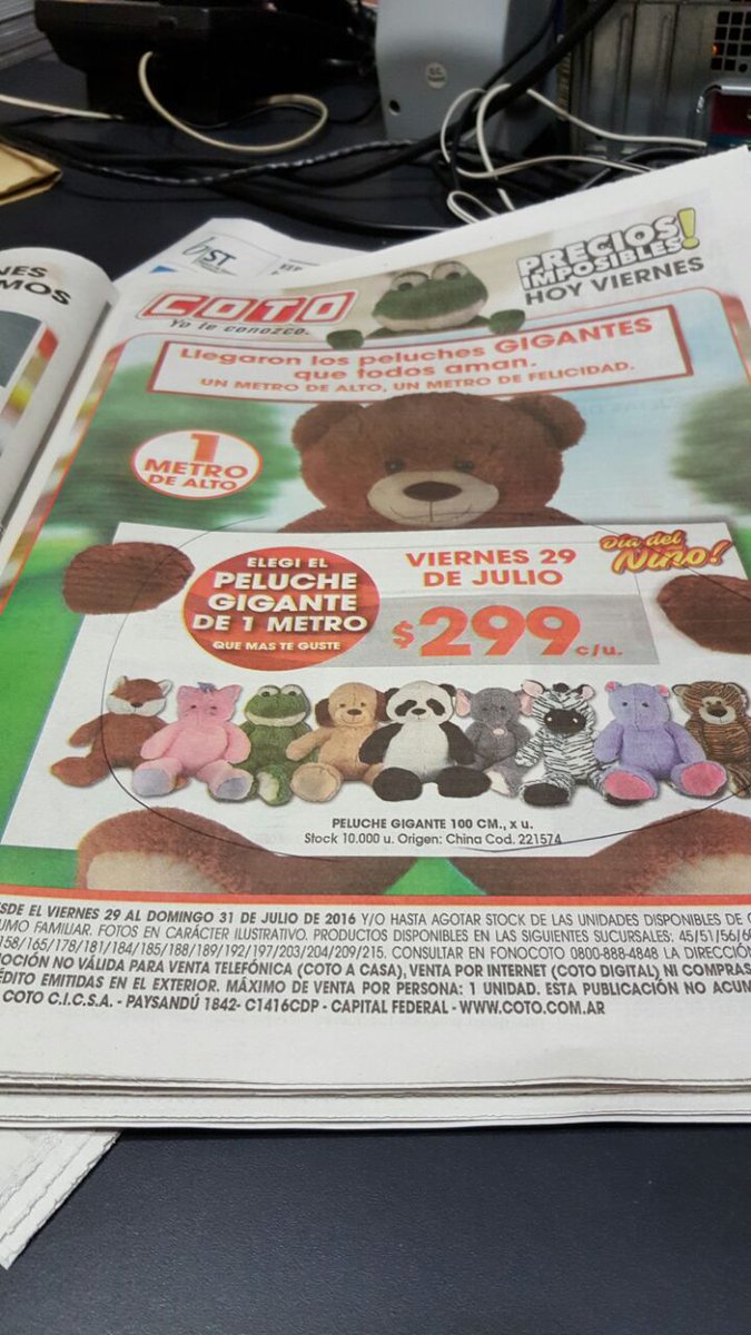 coto ofertas de peluches gigantes