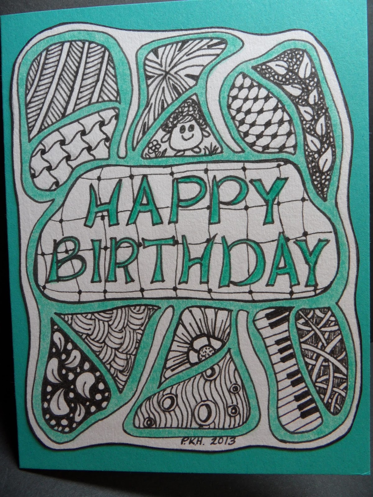Trish's Artistic Adventures Zentangle Inspired Art Birthday Card