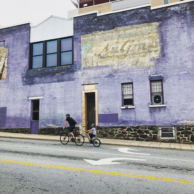 Ashville North Carolina Purple Wall and Bicycle built for two