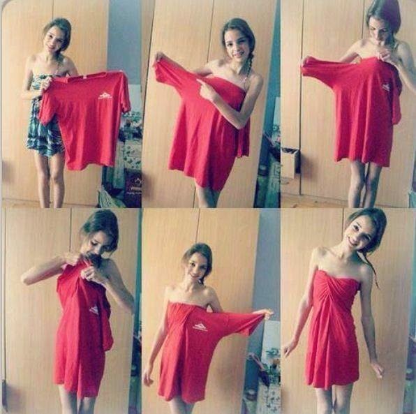 How to Turn Men’s Tees and LongSleeve Shirts into Dresses FashionForLife1