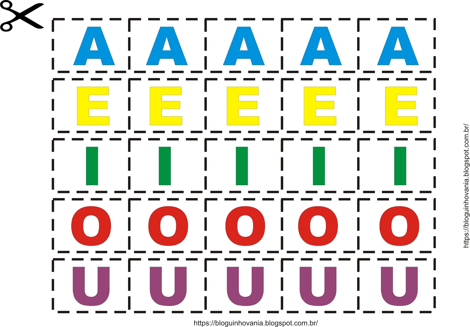 Jogo de dominó das vogais para imprimir