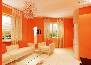 Sala color naranja y blanco
