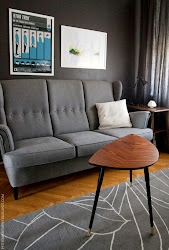 grey living room dark modern mid century wall sofa inspiration strandmon apartment star walls trek table ikea furniture poster livingroom