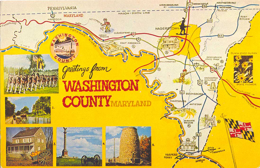 *Postcard Gems Map Wahington County, Maryland
