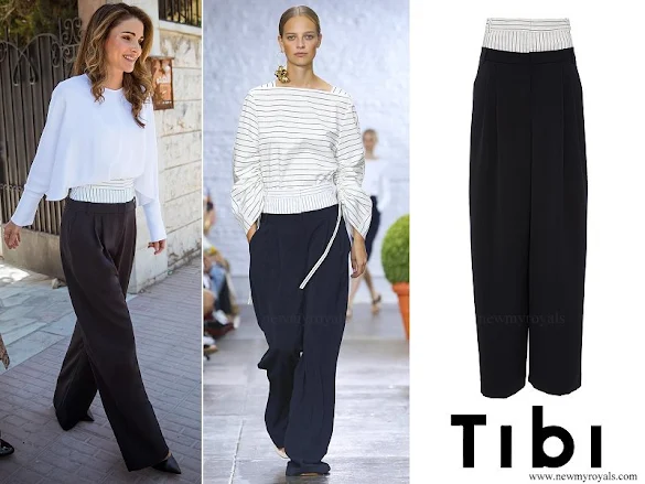 Queen Rania wore Tibi Cecil Double Waist Pants