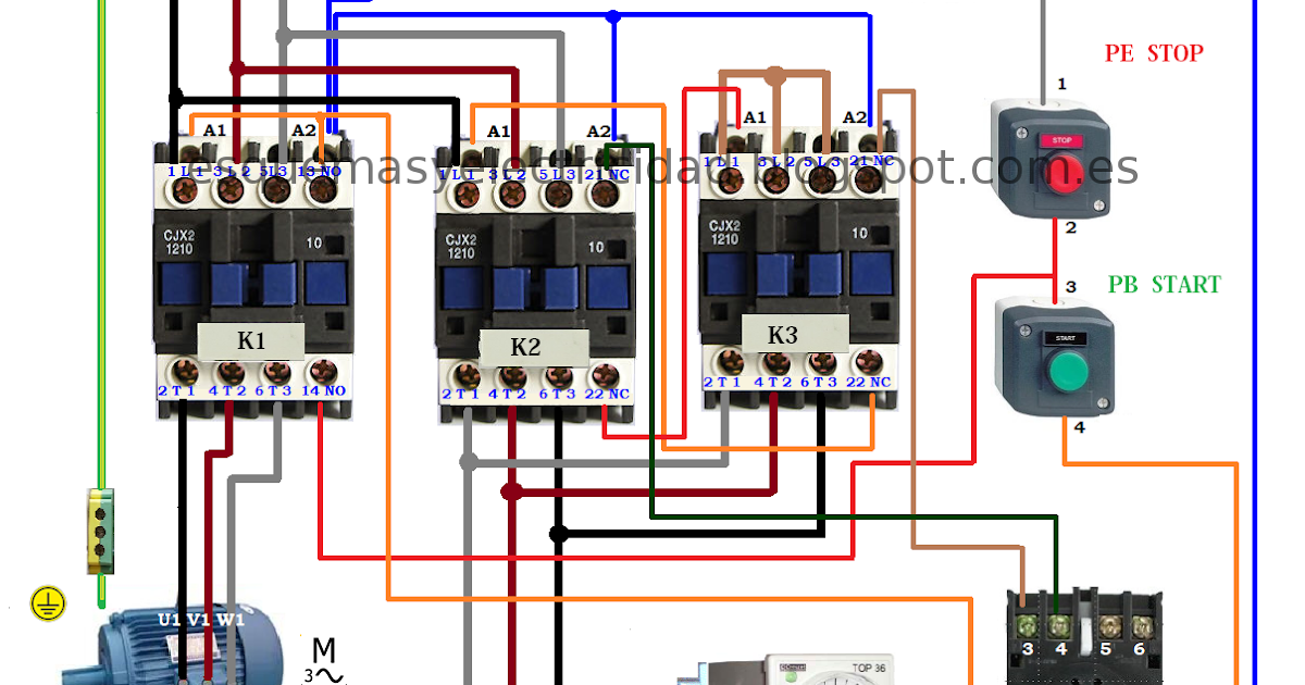 Esquemas eléctricos: Esquema estrella triangulo con timer