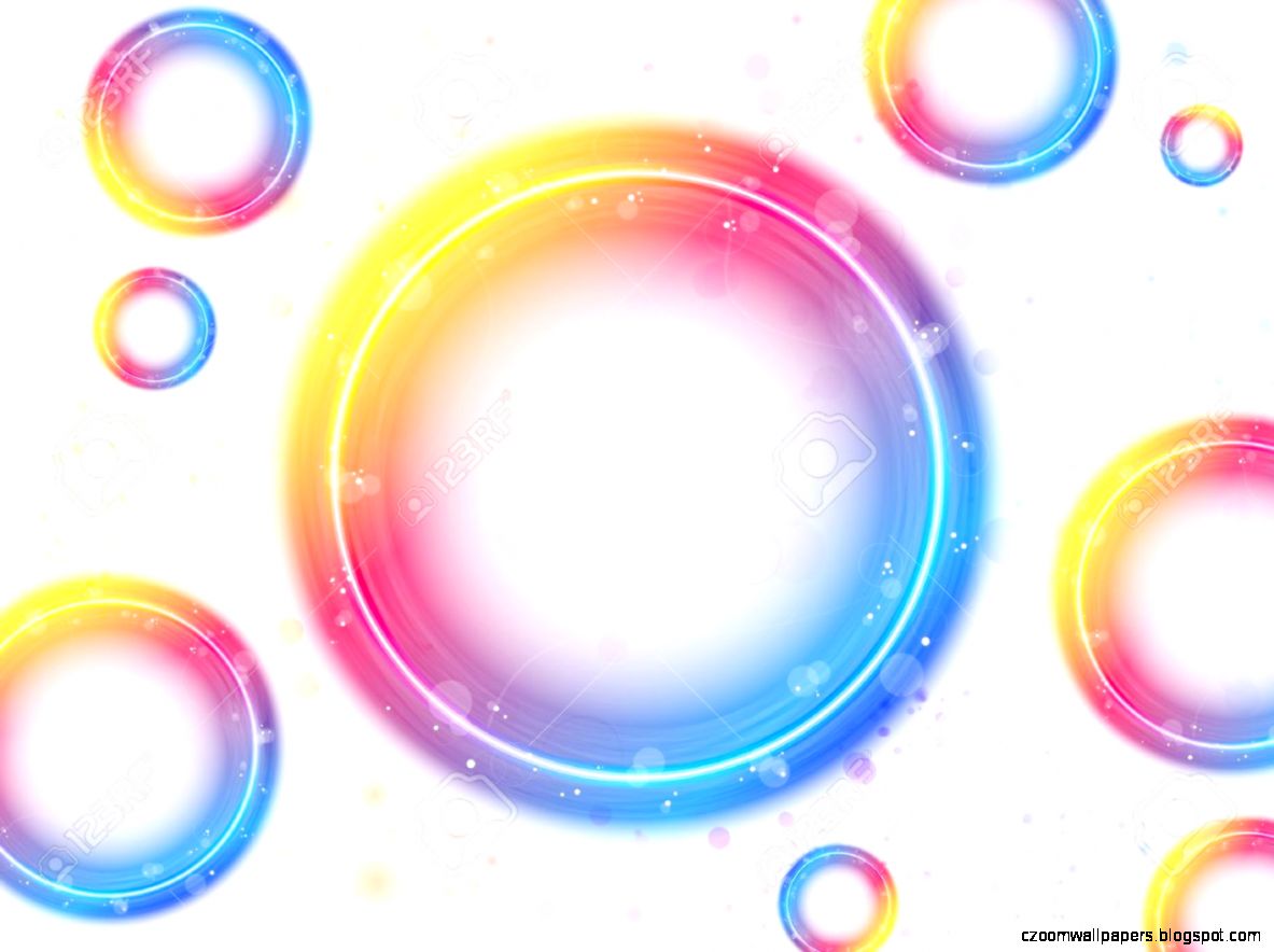 Rainbow Circle Bubbles Background With Sparkles And Swirls