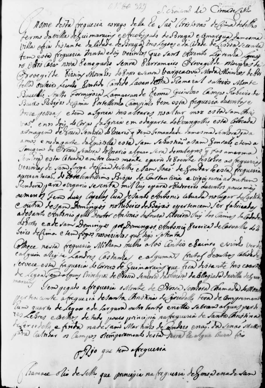 Memórias Paroquiais de 1758 S. Cristóvão de Selho
