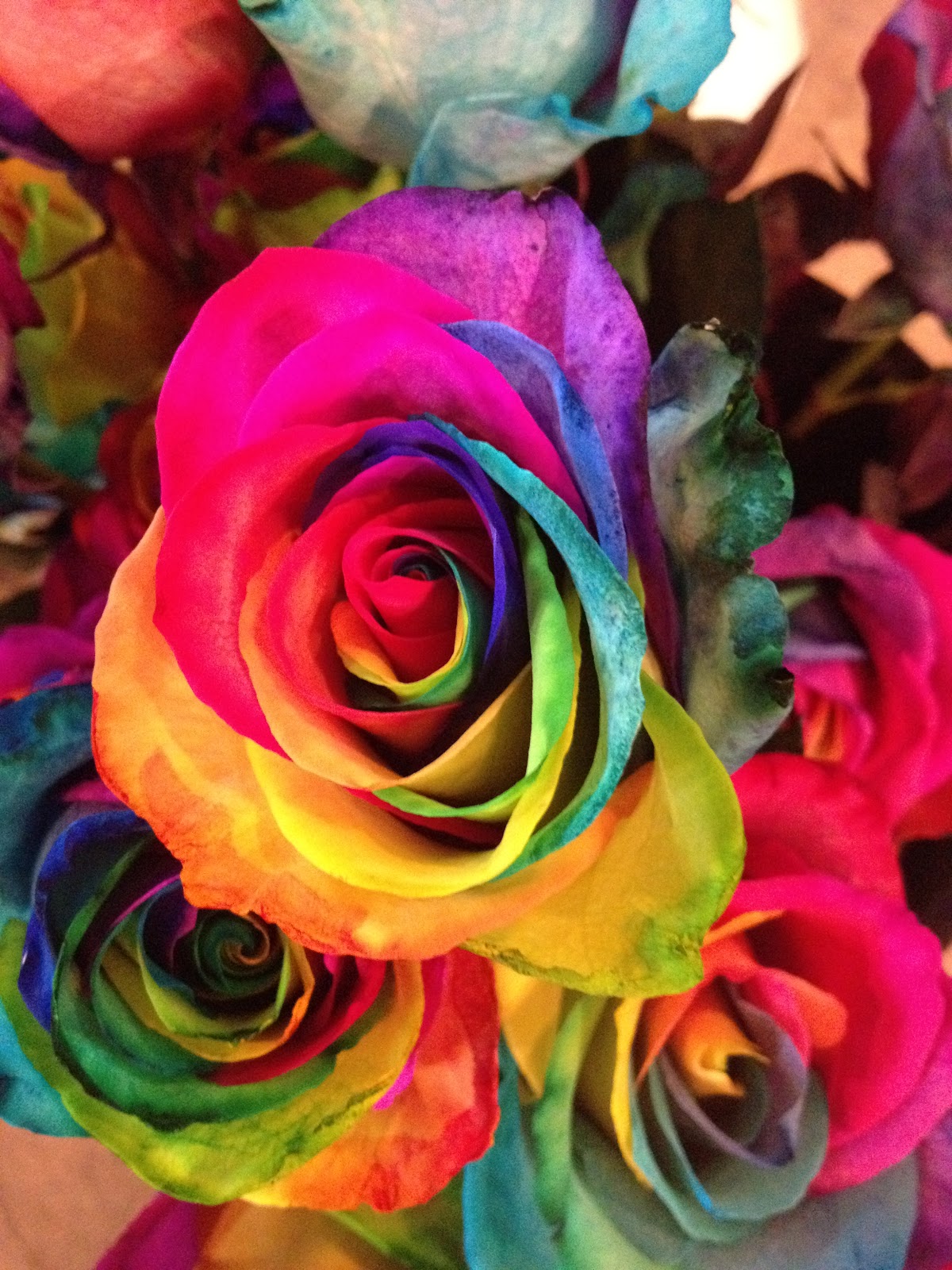 Neon Rainbow Roses Wallpaper
