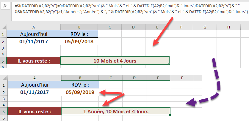 DATEDIF Gérer le nul