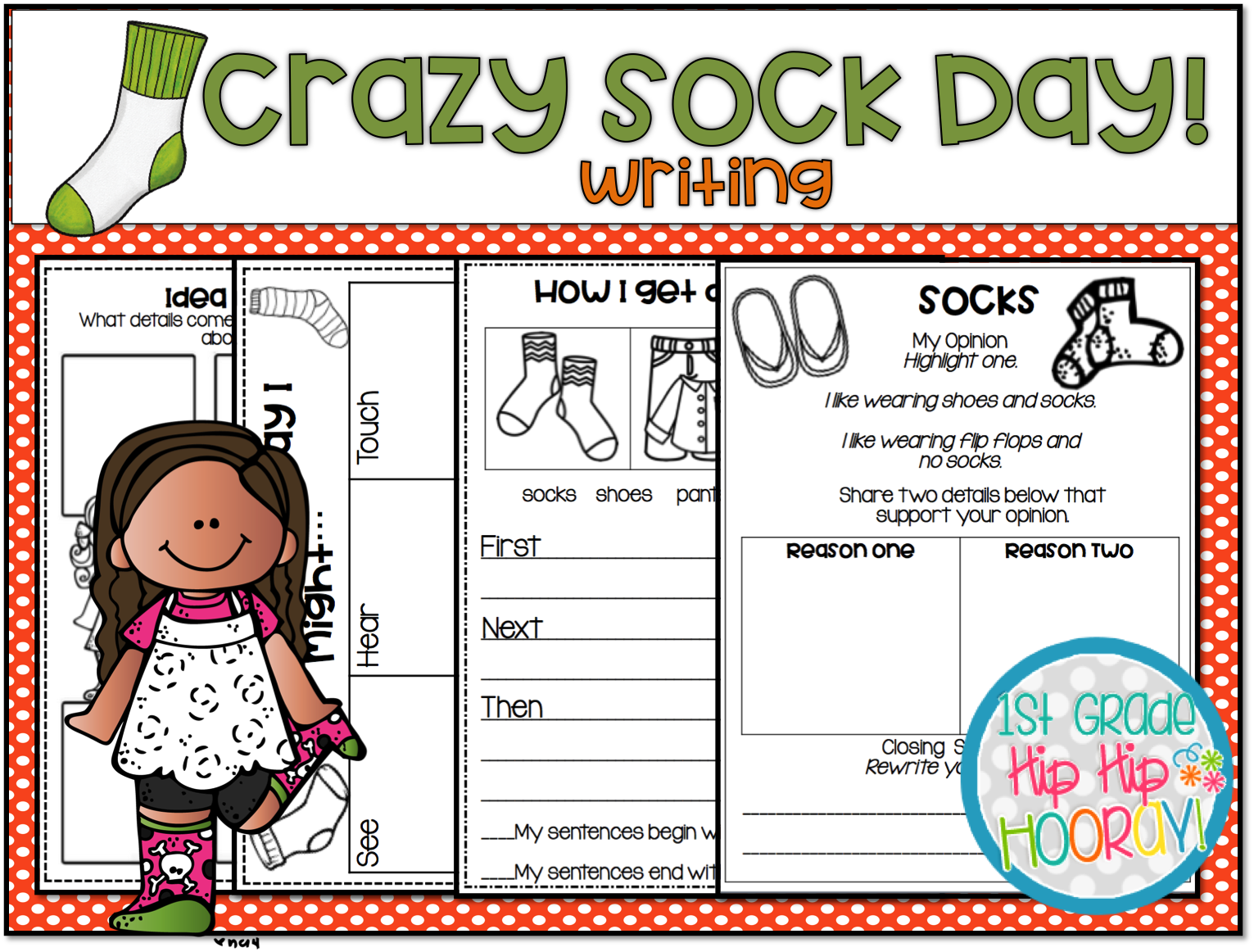 1st Grade Hip Hip Hooray! Crazy Sock Day!