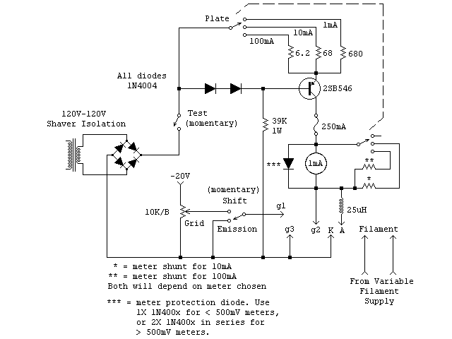 M1KTA's QRP ham radio blog: Valve tester - homebrew