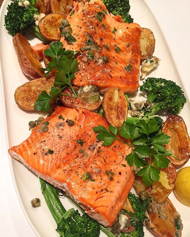 Salmon w/ Caper Anchovy Butter