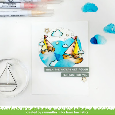When the Waters Get Rough Card by Samantha Mann for Lawn Fawnatics Challenge, Lawn Fawn, storybook, handmade card, alcohol inks, die cuts, support, encouragement card #lawnfawn #storybook #alcoholinks
