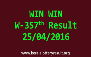 WIN WIN W 357 Lottery Result 25-4-2016